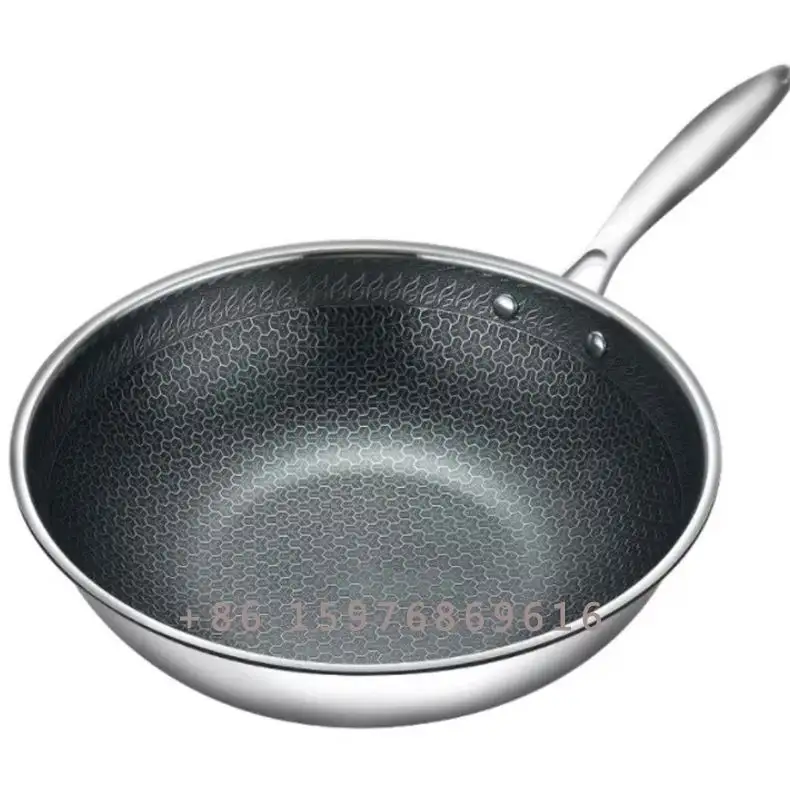 Barato quente 32cm 34cm 304 aço inoxidável wok gama chinesa