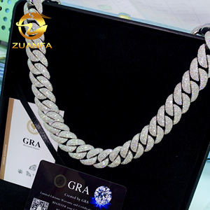 Ajuste de mosaico de moda 18mm cadena cubana Moissanite GRA certificado Pass Diamond Tester 925 Miami collar de cadena de eslabones cubanos - Product Image 6