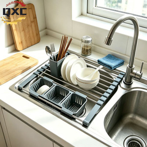 Telescopic Drain <b>Rack</b> Foldable Silicone Kitchen <b>Dish</b> <b>Rack</b> Multifunctional Roll Up Drainer For Sinks - Product Image 3