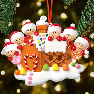 Adorno Navideño Personalizado <span class=keywords><strong>de</strong></span> Casa <span class=keywords><strong>de</strong></span> Jengibre con Nombre, Precio <span class=keywords><strong>de</strong></span> Fábrica al por Mayor, Decoración Colgante para Familias <span class=keywords><strong>de</strong></span> 2, 3, 4, 5 y 6 Personas - Product Image 3