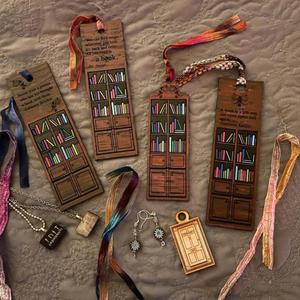 Hot Selling Bookshelf Bookcase <b>Bookmark</b> Wooden Crafts Pendant DIY Wood <b>Bookmarks</b> Decoration Souvenir Gift - Product Image 2