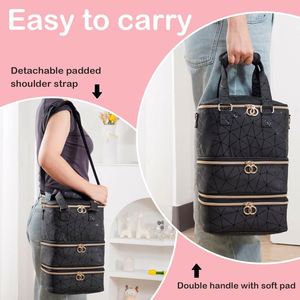Muestra Gratis, Organizador de Maquillaje de Tres Capas de Gran Capacidad, Estuche de Viaje para Esmalte de Uñas, Maleta para Herramientas de Manicura - Product Image 2