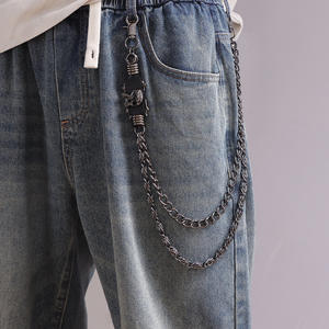 Cadena de cintura con calavera de aleación de zinc de doble capa para hombres y mujeres, accesorio informal para jeans estilo hip hop - Product Image 1