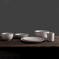 P & T Horeca Supply Ensemble d'assiettes en porcelaine Ensemble d'assiettes en céramique Vaisselle de table Passe au lave-vaisselle pour 12 personnes