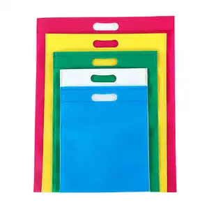 Vente en gros de sac non tissé à poignée découpé promotionnel sac à provisions portable en tissu non tissé avec logo personnalisé