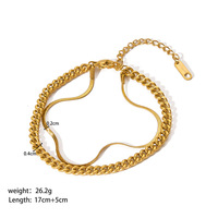 Bracelet minimaliste multi-chaînes étanche en acier inoxydable doré 18K pour femmes
