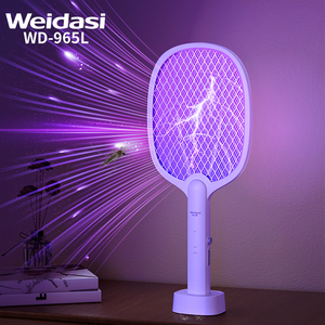 <span class=keywords><strong>Raquette</strong></span> anti-moustiques <span class=keywords><strong>électrique</strong></span> rechargeable USB 2-en-1 avec base de support, tapette à mouches haute tension et destructeur d'insectes, en promotion - Product Image 2