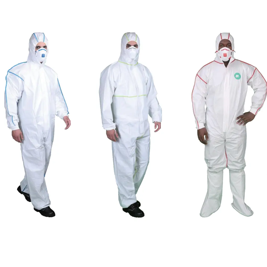Erkekler için tek kullanımlık koruyucu nefes tulum giyim PPE iş elbisesi kişisel güvenlik tulumları SF bağlı dikişler ile tulumlar