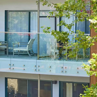 EKOO Garde-corps moderne pour balcon en verre trempé sans cadre avec support en acier inoxydable