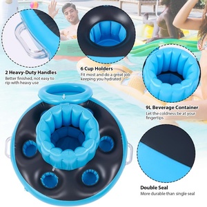 PVC Inflatable Floating Cooler 23.6*13.8 Inch with 6 Cup Holders and 2 Handles for Lake <b>Pool</b> Drink Floats <b>Pool</b> Party Beach Lake - Product Image 3