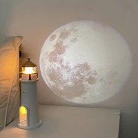 Lampe de nuit LED, phare, capteur de présence humaine, matériau ABS, design moderne, batterie, blanc chaud, lampe de projection lunaire pour bébés, bureau