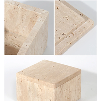 SAIDKOCC D12x8cm boîte de rangement décorative en travertin pour bijoux en marbre naturel salle de bain vanité organisateur bidon pour coton-tige
