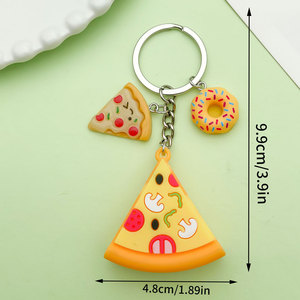 Porte-clés 3D mignon de restauration rapide, mini-attrape-somnoleurs en forme de burger, pizza, frites, hot-dog, beignet, pain, pendentif de sac à chaîne, thème snack - Product Image 5