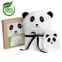 Toptan yumuşak panda kapüşonlu bebek havlusu bambu pamuk yenidoğan banyo havlusu kapşonlu