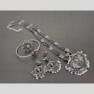 Oxidised Plated Fashion Jewelry Combo <b>Set</b> for Women with Necklace Earrings Bangles and Ring perfect for festive wear collection - Product Image 2