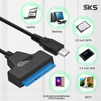 Cable SATA Tipo-C de Alta Calidad con Malla de Protección, Conductor de Cobre Puro, Carga Rápida de 3A, 20cm, para Disco Duro Externo, Computadora, Impresora