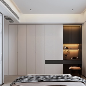Armario Moderno <span class=keywords><strong>para</strong></span> Dormitorio con Puertas Corredizas Planas, Gran Capacidad de Almacenamiento, Barra <span class=keywords><strong>para</strong></span> Colgar, Estantes, Diseño que Ahorra Espacio - Product Image 3