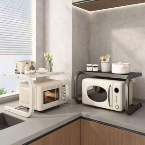 ชั้นวางเตาอบโลหะรูปตัวแอลแบบฐานคู่ หนาพิเศษ ขนาดใหญ่ รับน้ำหนักได้มาก พร้อมช่องเก็บขวดเครื่องปรุงแบบประหยัดพื้นที่ - Product Image 3