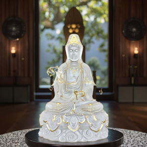 พระพุทธรูปคริสตัลหลี่หลี่ทำมือ สีขาว พระโพธิสัตว์อวโลกิเตศวร ท่าส<span class=keywords><strong>ม</strong></span>าธิสงบ ปิดตา ของขวัญทางจิตวิญญาณสำหรับบ้านและวัด - Product Image 3