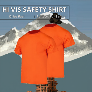 เสื้อยืดสะท้อนแสงสำหรับงานก่อสร้าง แขนสั้น ระบายอากาศ แห้งเร็ว ผลิตจากโพลีเอสเตอร์ มาตรฐาน ANSI Class 1 Hi Vis ของสหรัฐอเมริกา - Product Image 2