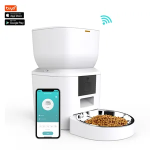 Smart APP pengumpan makanan kucing, alat makan hewan peliharaan otomatis WiFi dengan mangkuk baja tahan karat