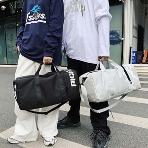Unisex Nylon Duffel <b>Bag</b> 25L Zipper Closure Waterproof Travel Minimalist Style With Detachable Handle And Curved Shoulder Straps - Product Image 1