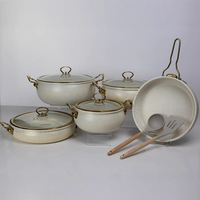 Mega Pack de 11 Ustensiles de Cuisine Antiadhésifs : Batterie de Cuisine 20/24/28CM, Casserole à Soupe 28CM, Casserole Peu Profonde 26CM, Poêle à Frire, Ustensiles Inclus