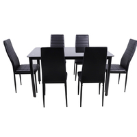 Ensemble table à manger élégante en verre Chaises en cuir PVC Design moderne pour appartement et café