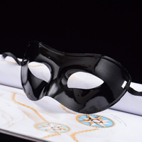 Masque élégant noir moderne demi-visage en PP (100% neuf) - Fabriqué en Chine pour bals masqués, fêtes d'Halloween, événements thématiques