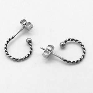yunnique <b>Titanium</b> Steel Hoop Earrings Twisted Rope Design Studs For <b>Men</b> And Women Fashion Jewelry - Product Image 2