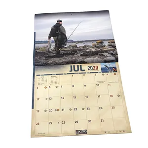 Kalender meja kustom dicetak 12 bulan kalender dinding warna-warni kalender meja ikat Spiral