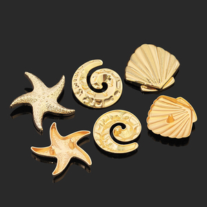 Boutons personnalisés fabriqués en usine, boutons à coudre irréguliers en forme de coquillage, conque, étoile de mer, boutons en métal de forme spéciale pour vêtements. - Product Image 2
