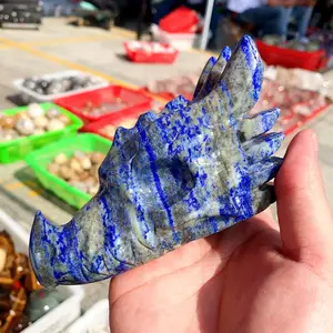 Großhandel verschiedene natürliche Kristall Drachens chädel Statuen Granat Lapislazuli Drachenkopf Schädel als Geschenk