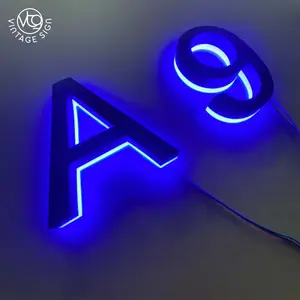 Hanging 3d Stainless Steel Logo Letter Light Backlit Seat Number Back Lit Led Signage 12v Custom Sign