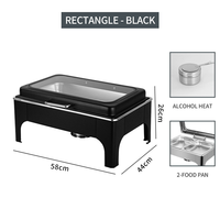 Luxuriöses schwarzes Edelstahl-Hydraulik-Chafing-Dish-Buffet-Set (9L) für Hotel- und Restaurant-Frühstücksausstattung