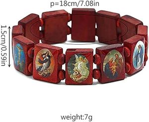 Bracciale KOMI con Perline in Legno in 4 Colori per <span class=keywords><strong>Uomo</strong></span>, <span class=keywords><strong>Rosario</strong></span> in Legno Elastico con Immagini Religiose, Braccialetti Regalo per Donna - Product Image 5