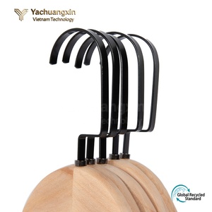 ไม้แขวนเสื้อไม้พร้อมตะขอโลหะสีดำทรงกลมสำหรับใช้ในบ้าน - Product Image 6