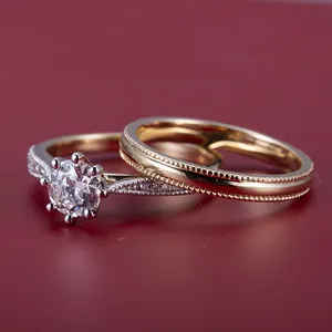 梅西珠宝MSR-1049 14k金，铂金圆形明亮切割钻石可堆叠戒指