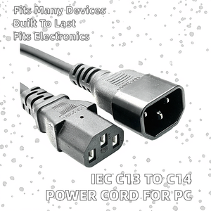 Cable de Alimentación IEC VED 3C de 1.5m con Enchufe Americano y Cable de Extensión IEC C13 a C14 de PVC para Computadora - Product Image 2