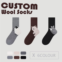 Chaussettes chaudes personnalisées en laine respirante sans couture imprimées de dessins animés épaisses au-dessus du genou pour femmes automne hiver