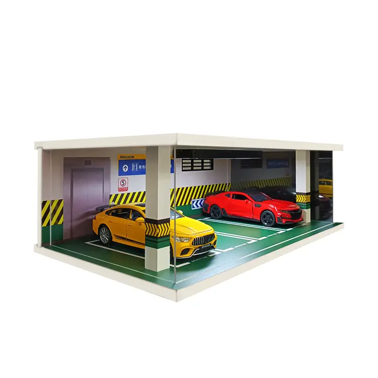 1/32 Schaal Diorama Garage 4 Parkeerplaatsen Parkeerplaats Speelgoed Garage Modelscène