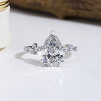 Bague de fiançailles Messi Jewelry MSR-2103 18k avec diamant de laboratoire en forme de poire