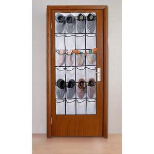 Kapı ayakkabı organizatörü kumaş cep dolap aksesuar depolama asılı ayakkabı askısı 24 büyük örgü cepler - Product Image 6