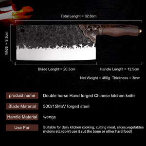 XITUO-<span class=keywords><strong>cuchillo</strong></span> de cocina chino de doble caballo, 50Cr15 MoV, forjado a mano, para cortar carne, verduras, pescado y frutas, mango de wengue - Product Image 3