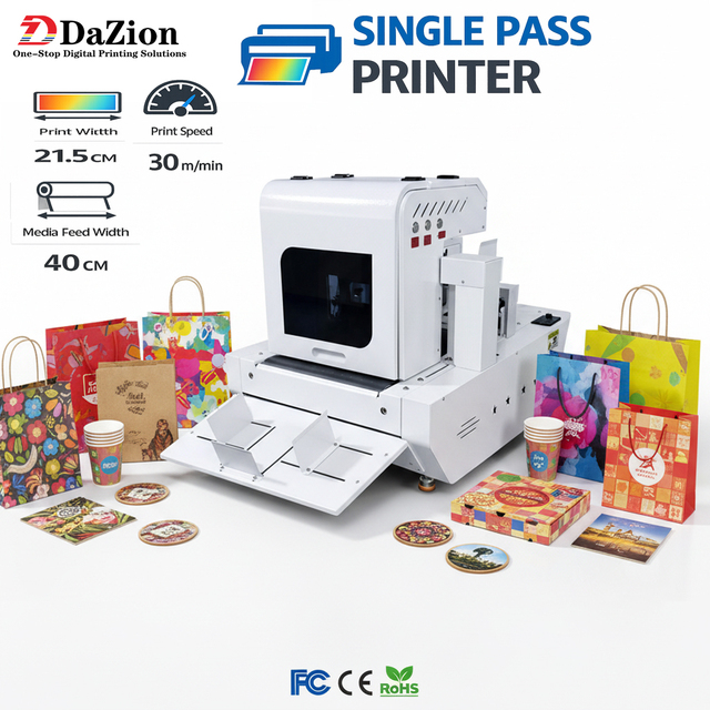Dazion Single Pass Digital Inkjet Printer Pigment Cake Boxes Pizza Boxes Bakery Paper Bags Seamless Continuous Printing Low Cost