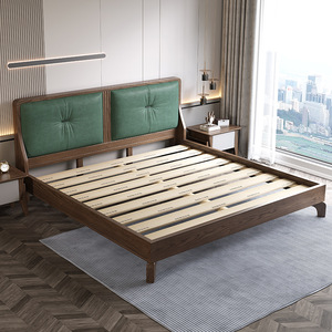 Ash Wood Upholstered Platform <b>Bed</b> 1.8m Double <b>Soft</b> Headboard Bedroom Furniture - Product Image 3