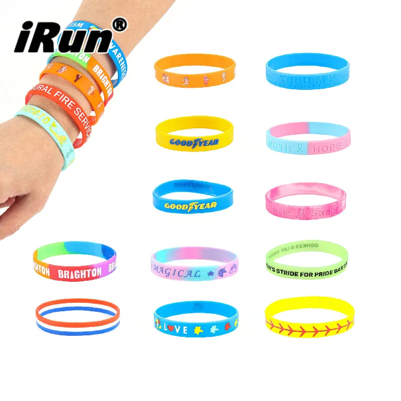 Pulseira de silicone com nome personalizado iRun pulseira de silicone com logotipo personalizado ecologicamente correto