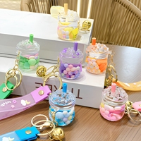 Gantungan Kunci Bubble Tea Mini Cup Silikon Tali Kawaii Charm Gantungan Tas Grosir Custom OEM ODM