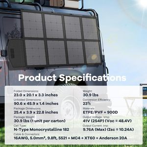 Professional Alecter <b>Solar</b> 400W High Efficiency Black <b>Foldable</b> <b>Solar</b> <b>Panel</b> for Outdoor Adventures RV Trips Emergency Power - Product Image 5