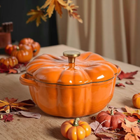 Casserole en fonte émaillée classique en forme de citrouille - Antiadhésive, résistante à la chaleur et compatible lave-vaisselle